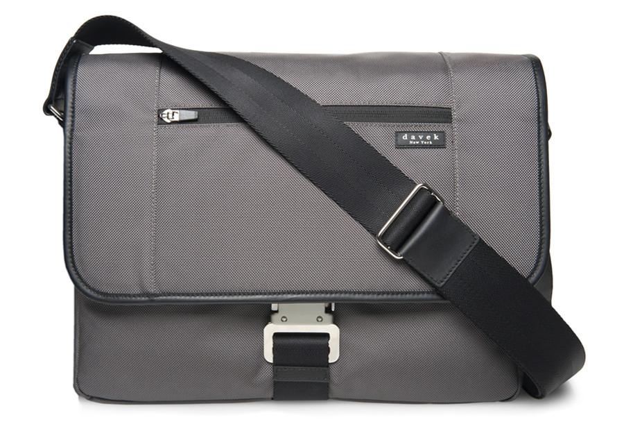 Messenger Bag Gray Nylon Back