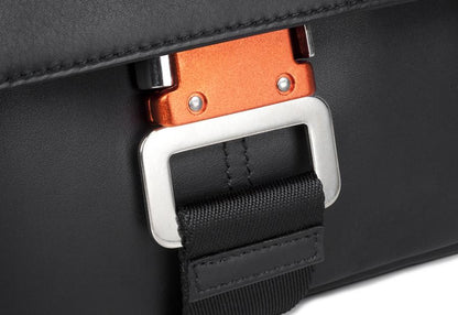 Messenger Bag Black Leather Buckle